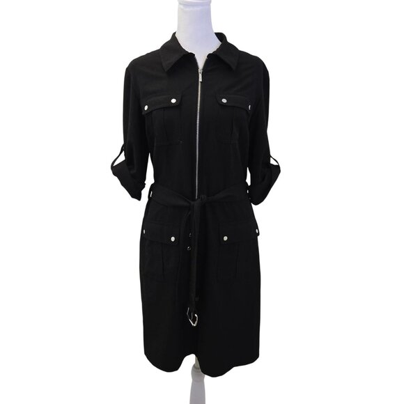 Michael Michael Kors Front Zip Belted Utility Dress Size Large - Picture 1 of 9
